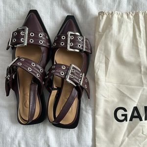 Ganni Wide Buckle Flats